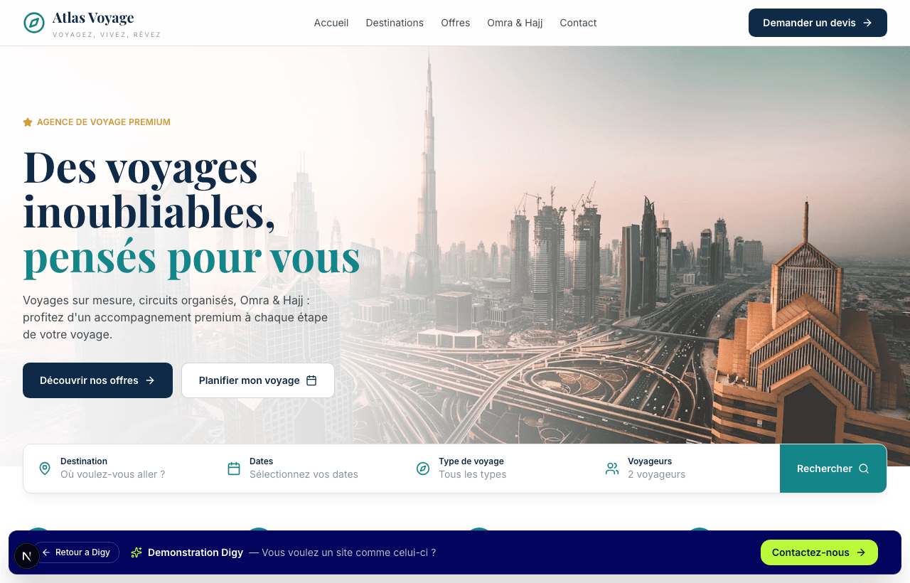Aperçu du site Atlas Voyage